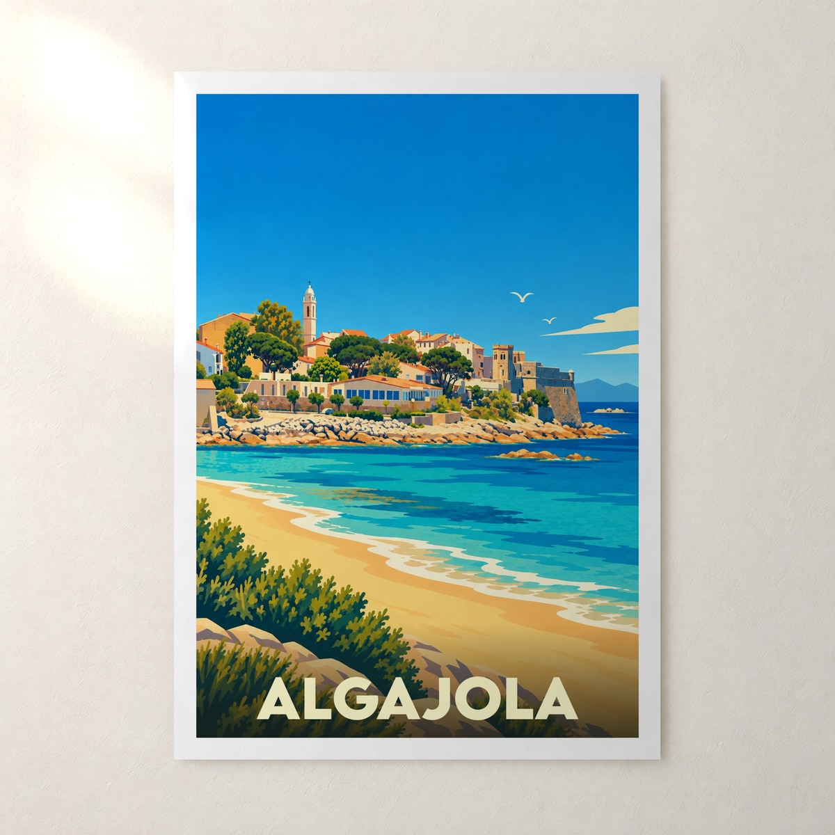 Affiche Algajola – sans cadre, accrochée au mur