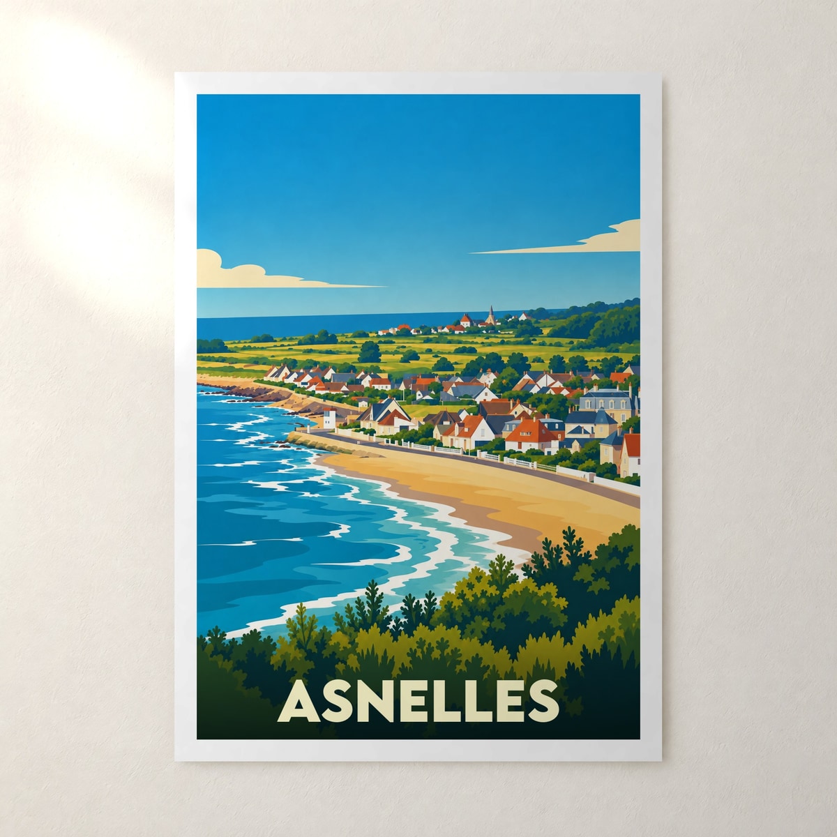 Affiche Asnelles – sans cadre, accrochée au mur