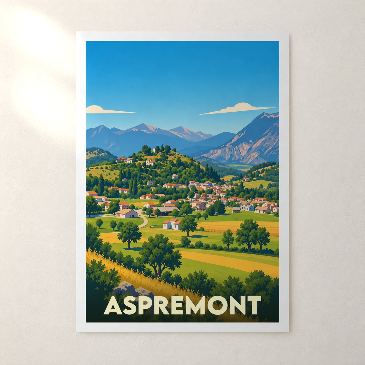 Affiche Aspremont (Hautes-Alpes) – sans cadre, accrochée au mur