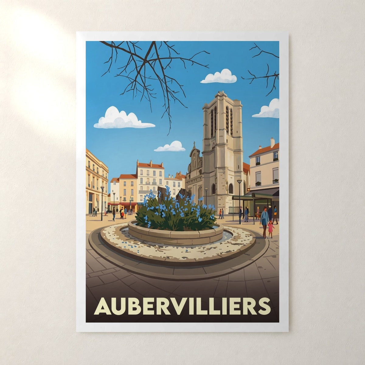 Affiche Aubervilliers – sans cadre, accrochée au mur