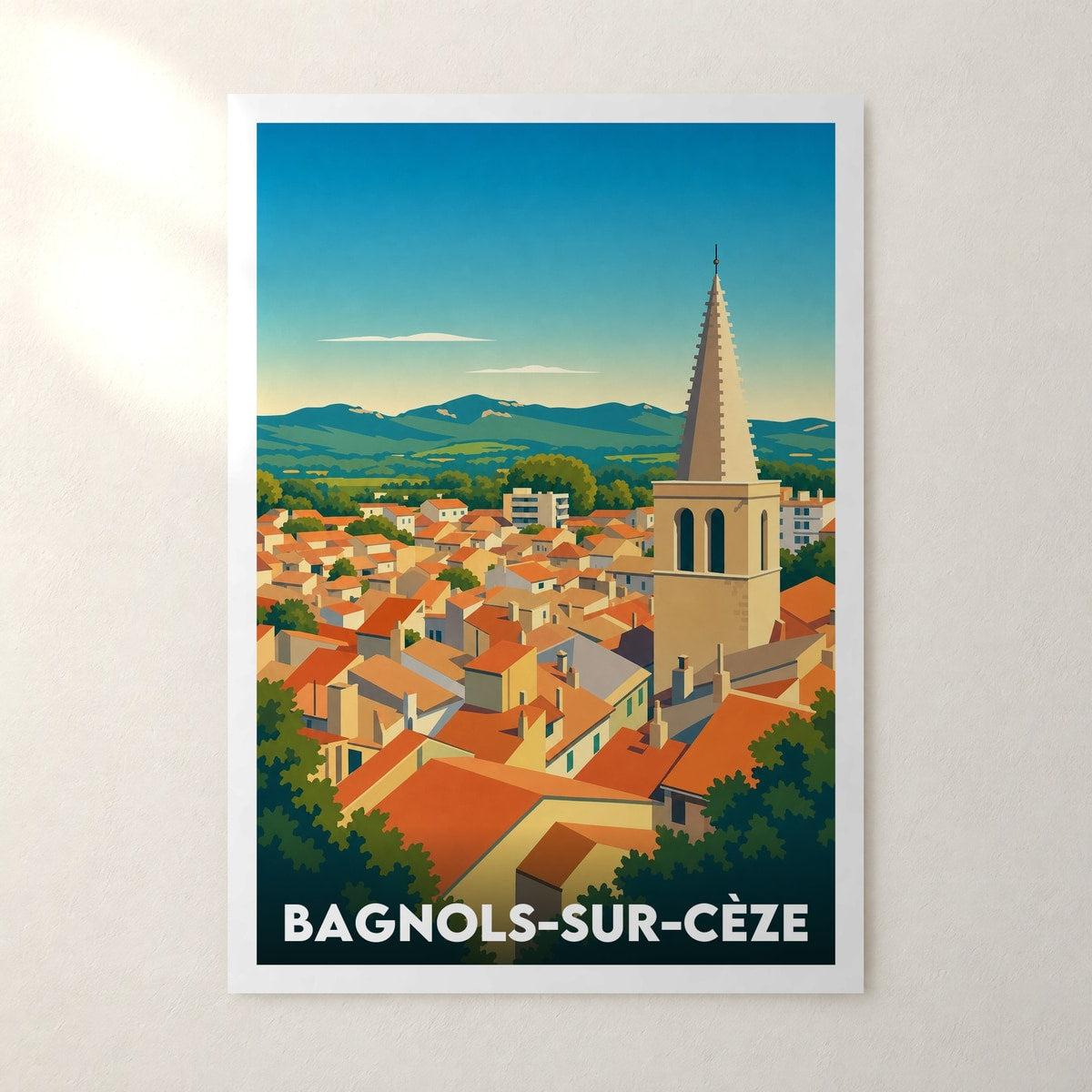 Affiche Bagnols-sur-Cèze – sans cadre, accrochée au mur