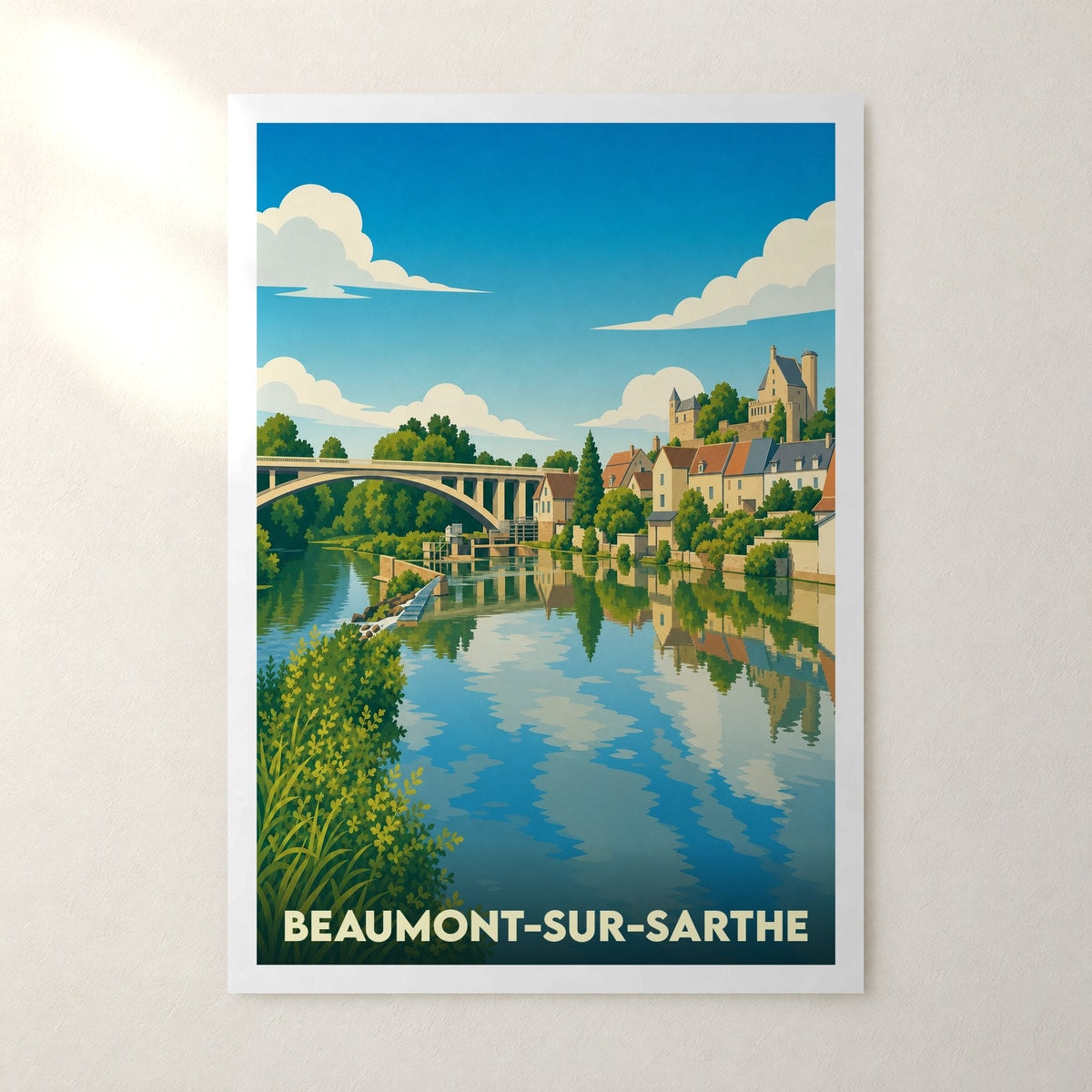 Affiche Beaumont-sur-Sarthe – sans cadre, accrochée au mur