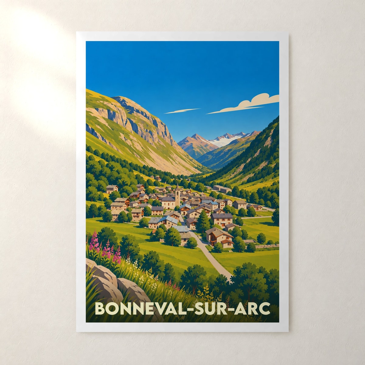 Affiche Bonneval-sur-Arc – sans cadre, accrochée au mur
