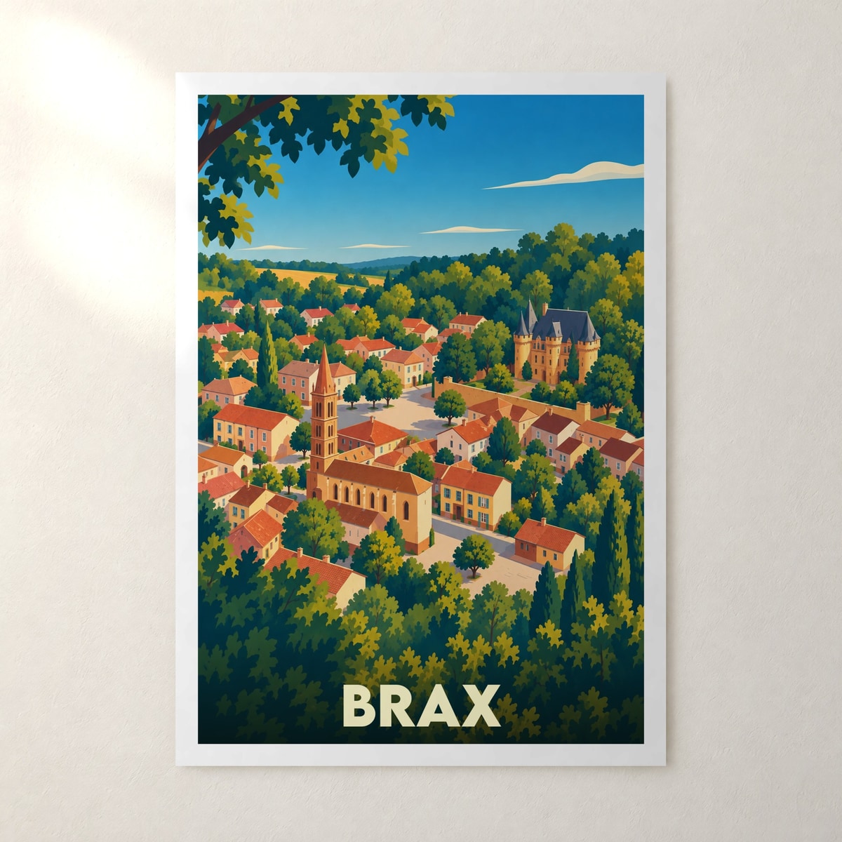 Affiche Brax (Lot-et-Garonne) – sans cadre, accrochée au mur