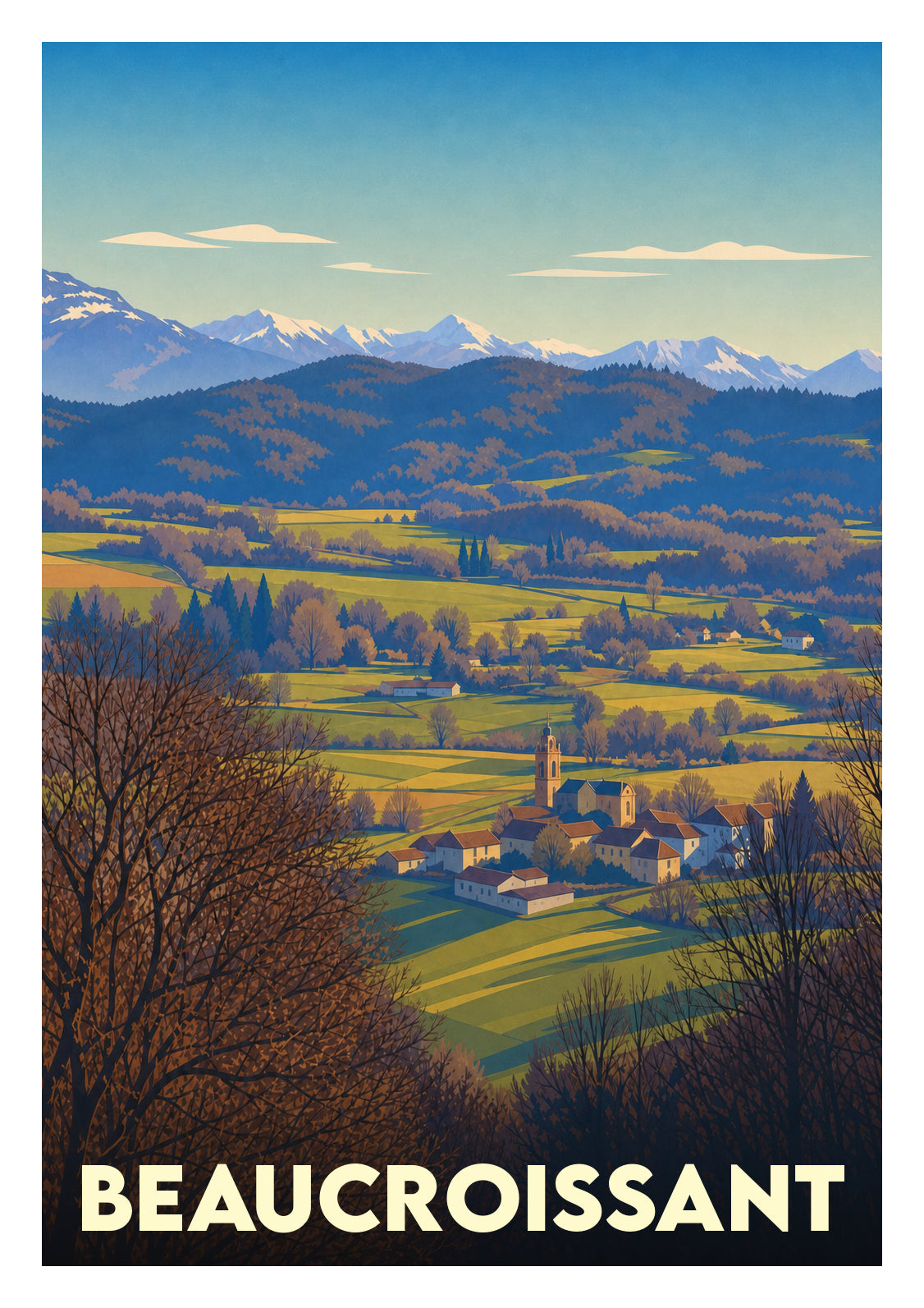 Affiche souvenir de Beaucroissant – image brute sans cadre