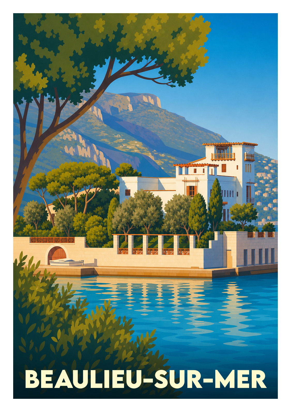 Affiche souvenir de Beaulieu-sur-Mer – image brute sans cadre