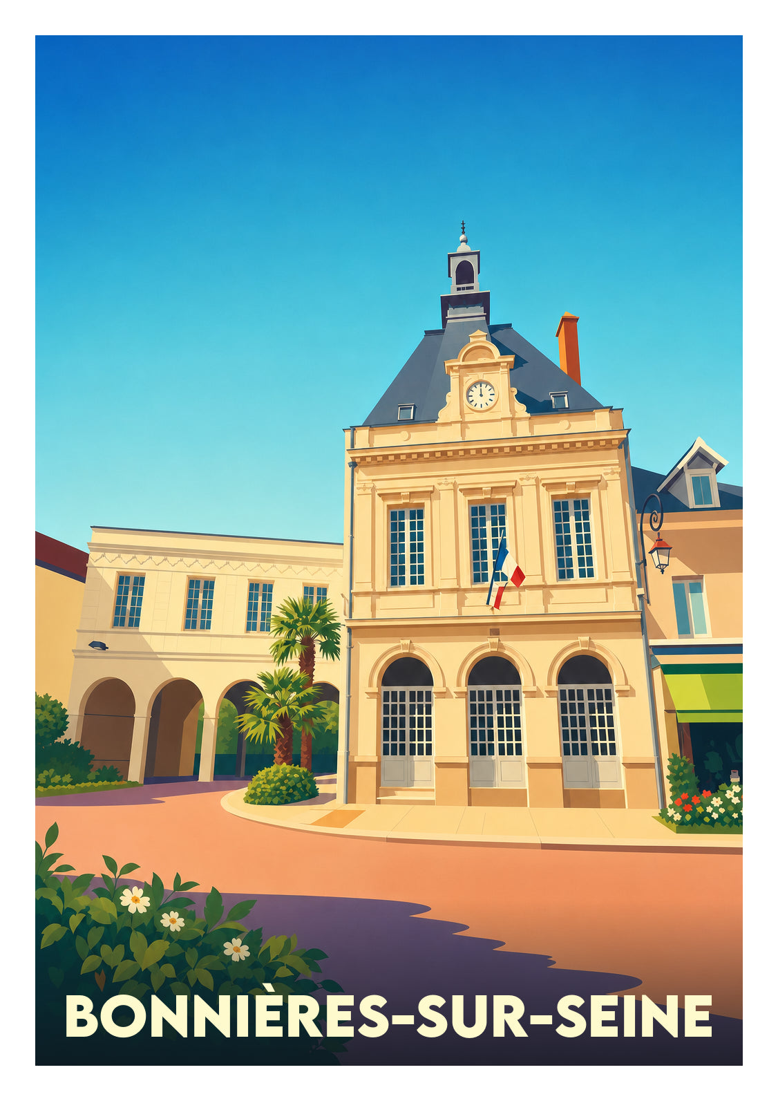 Affiche souvenir de Bonnières-sur-Seine – image brute sans cadre
