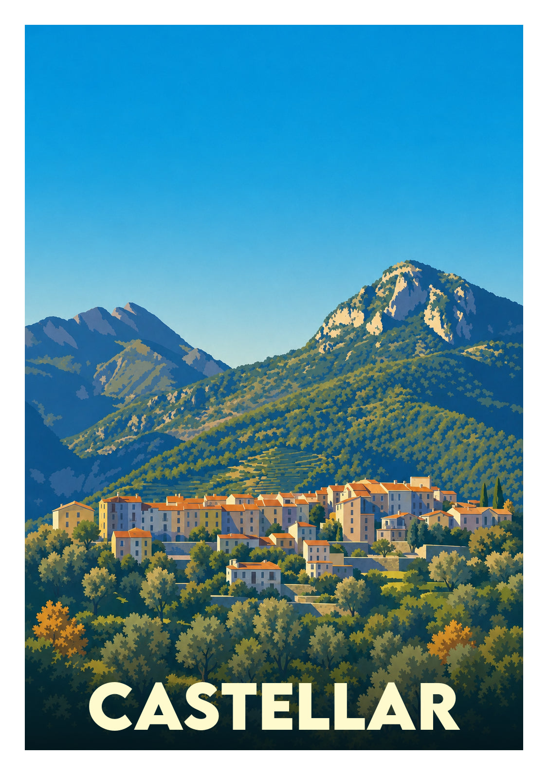 Affiche souvenir de Castellar – image brute sans cadre