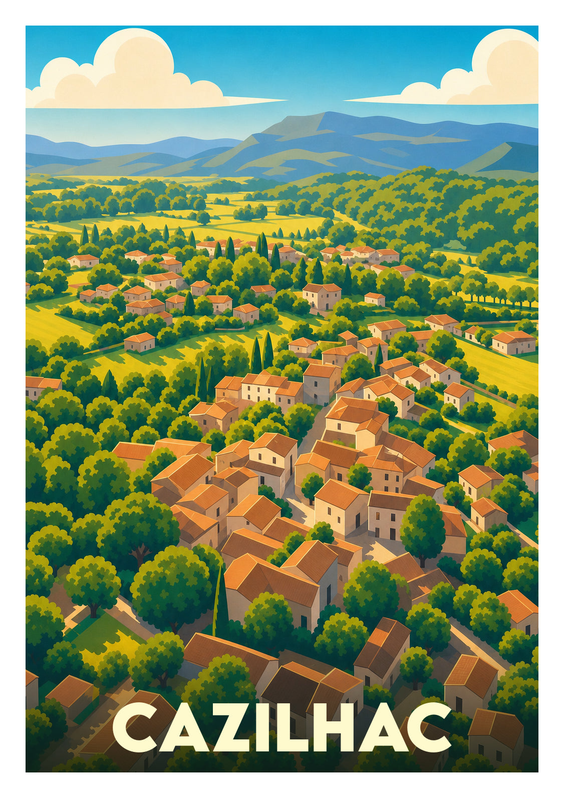 Affiche souvenir de Cazilhac – image brute sans cadre