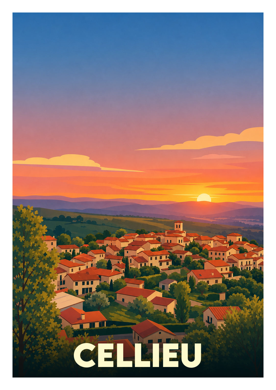 Affiche souvenir de Cellieu – image brute sans cadre