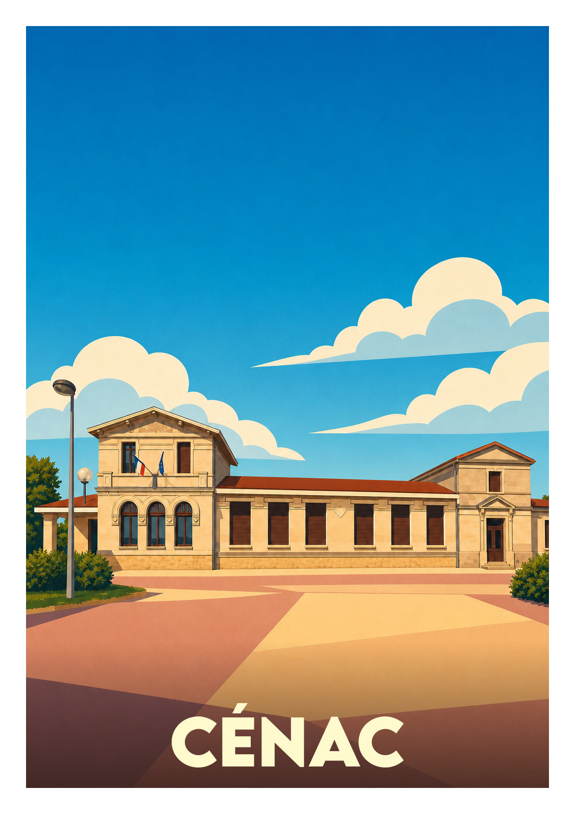 Affiche souvenir de Cénac – image brute sans cadre