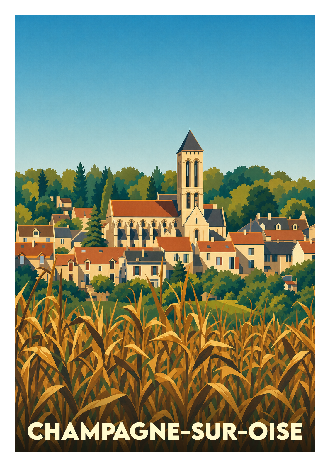 Affiche souvenir de Champagne-sur-Oise – image brute sans cadre