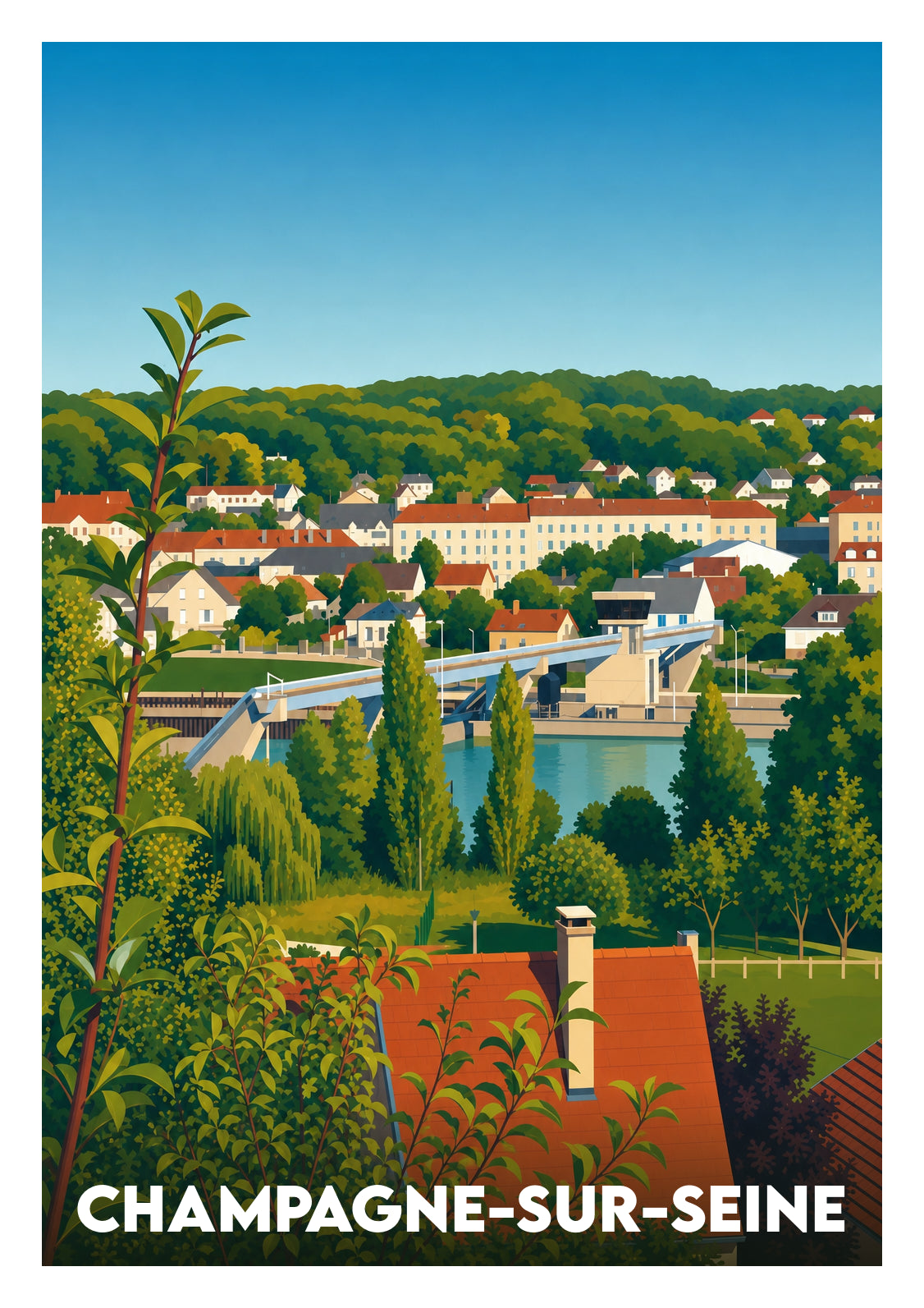 Affiche souvenir de Champagne-sur-Seine – image brute sans cadre