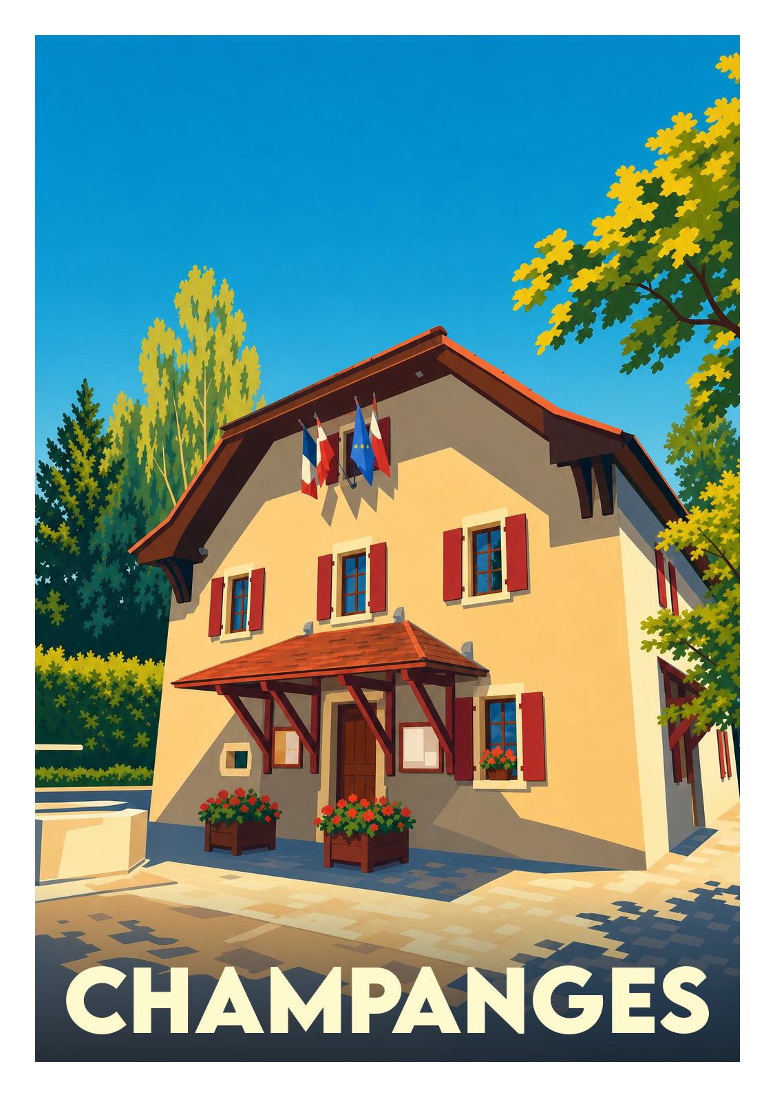 Affiche souvenir de Champanges – image brute sans cadre