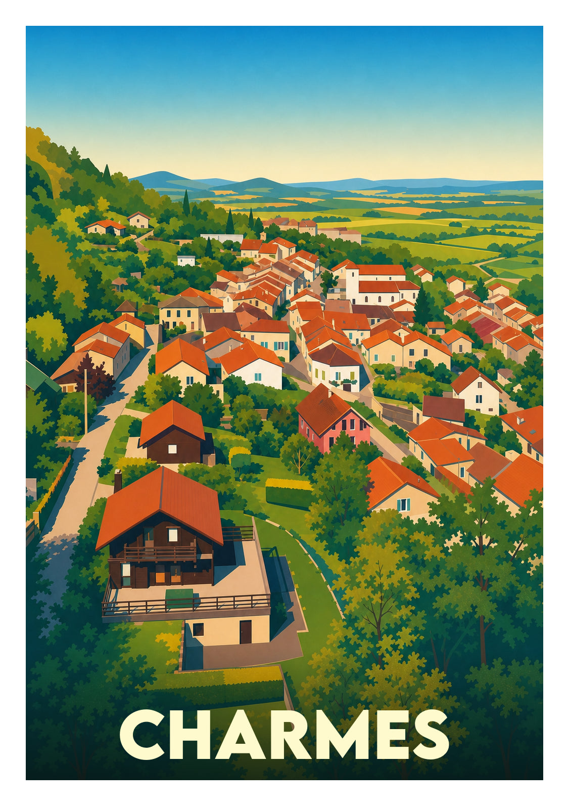 Affiche souvenir de Charmes – image brute sans cadre