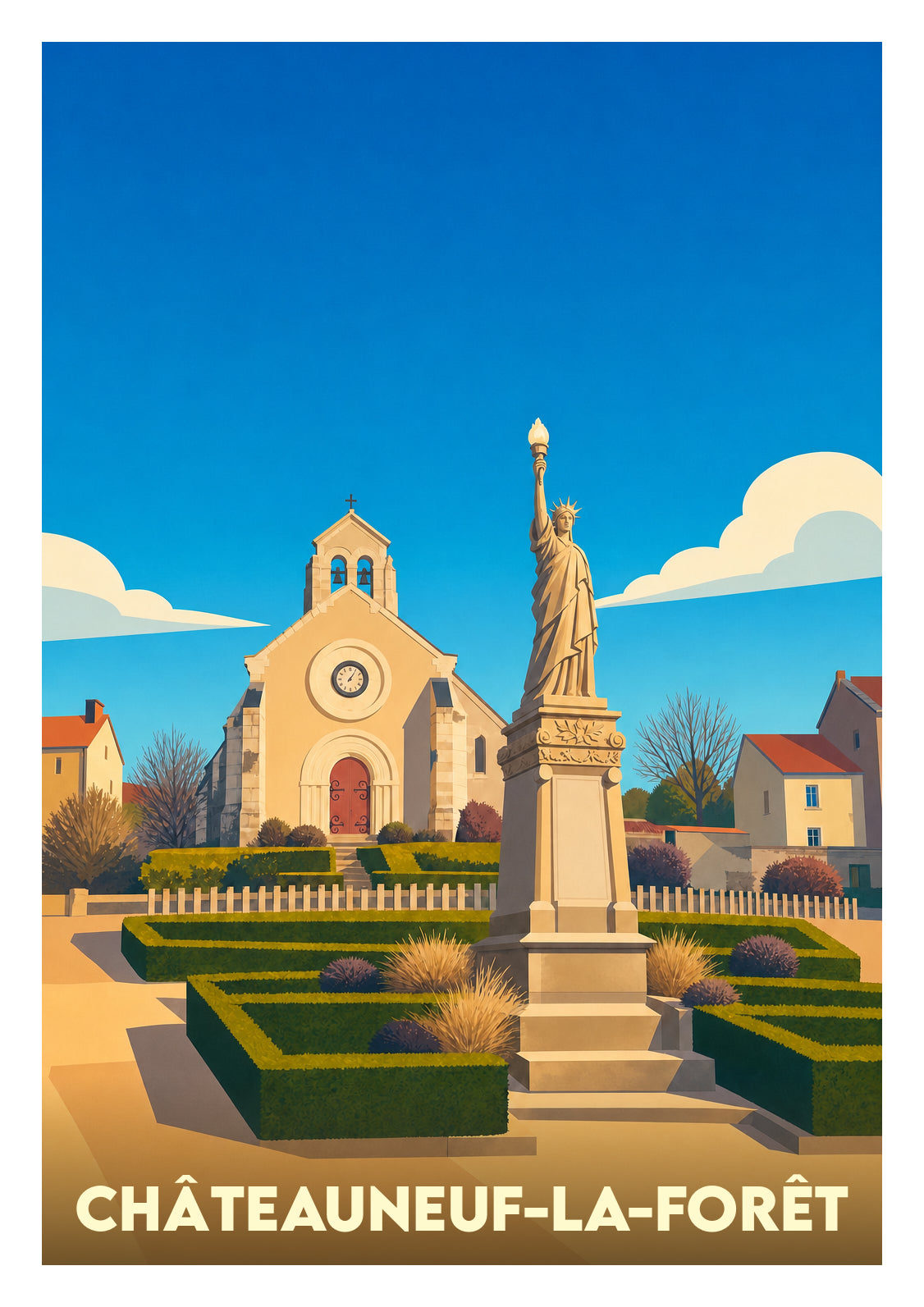 Affiche souvenir de Châteauneuf-la-Forêt – image brute sans cadre