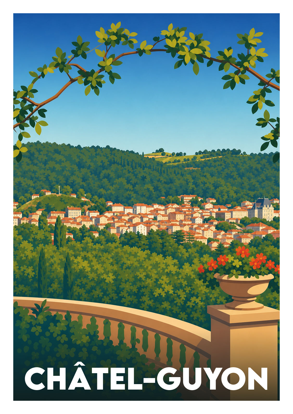 Affiche souvenir de Châtel-Guyon – image brute sans cadre