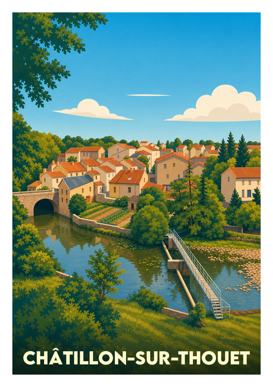Affiche souvenir de Châtillon-sur-Thouet – image brute sans cadre