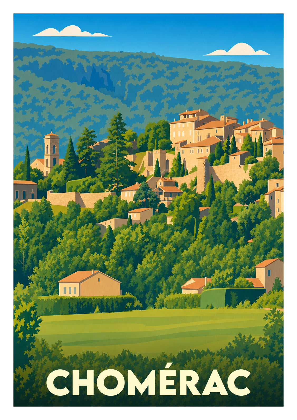 Affiche souvenir de Chomérac – image brute sans cadre