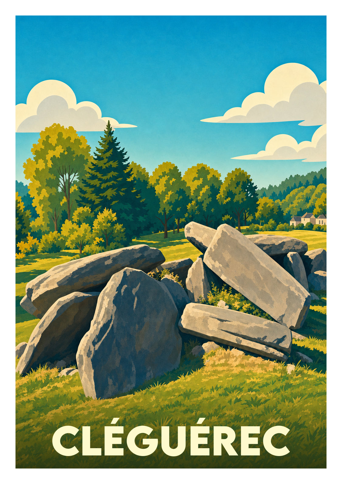 Affiche souvenir de Cléguérec – image brute sans cadre