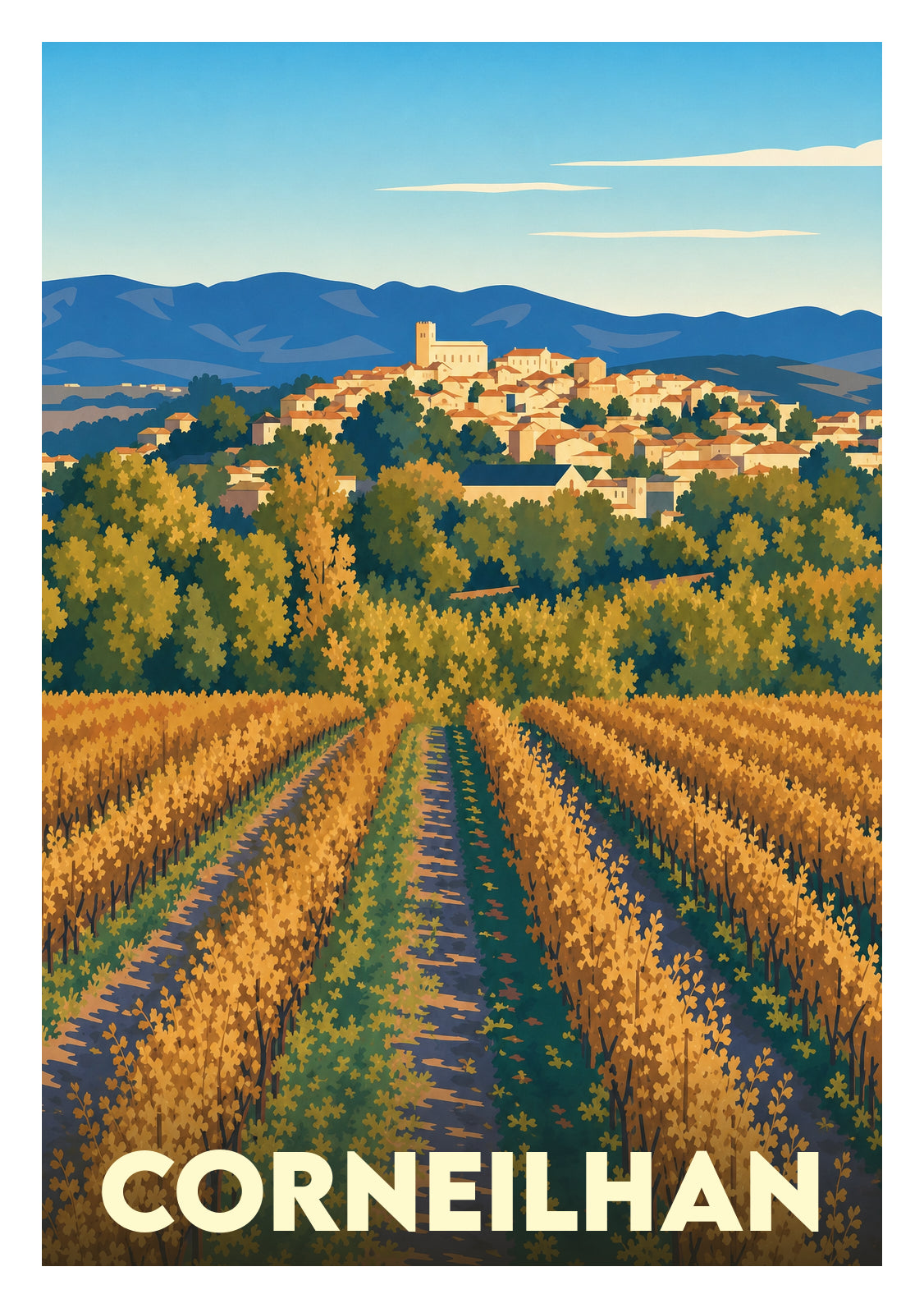 Affiche souvenir de Corneilhan – image brute sans cadre