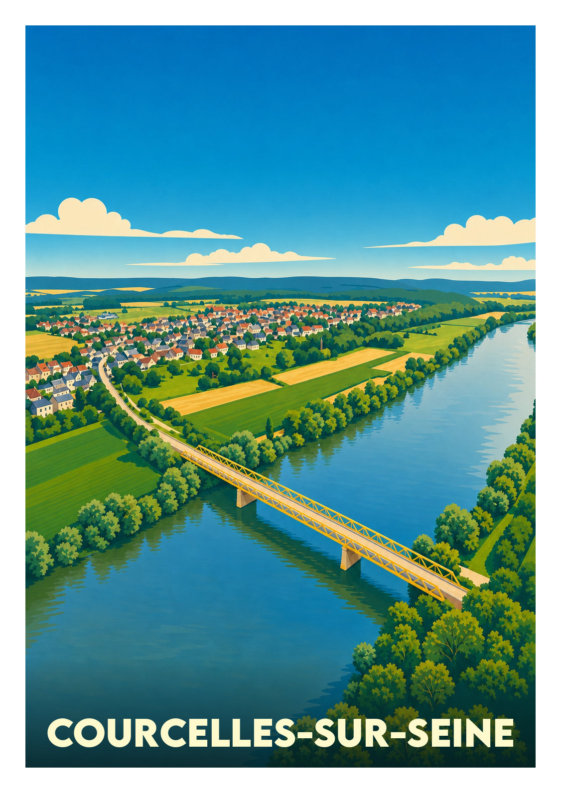 Affiche souvenir de Courcelles-sur-Seine – image brute sans cadre