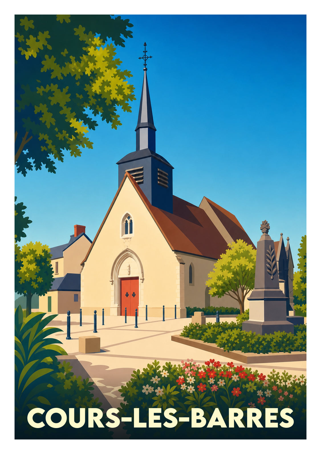 Affiche souvenir de Cours-les-Barres – image brute sans cadre