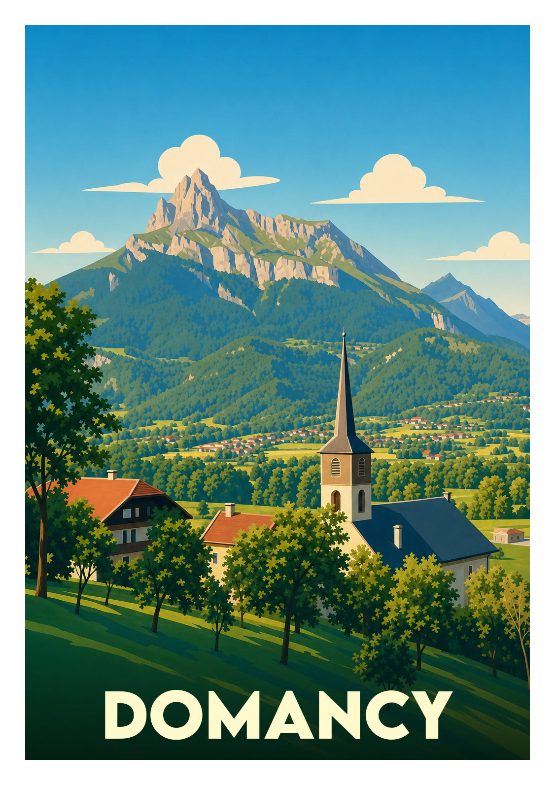 Affiche souvenir de Domancy – image brute sans cadre