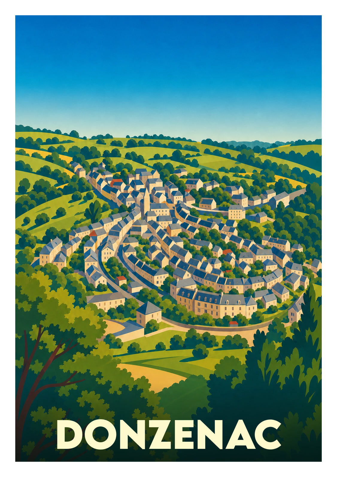 Affiche souvenir de Donzenac – image brute sans cadre