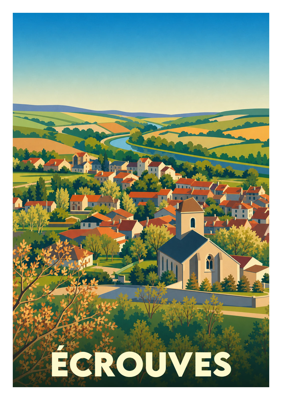 Affiche souvenir de Écrouves – image brute sans cadre