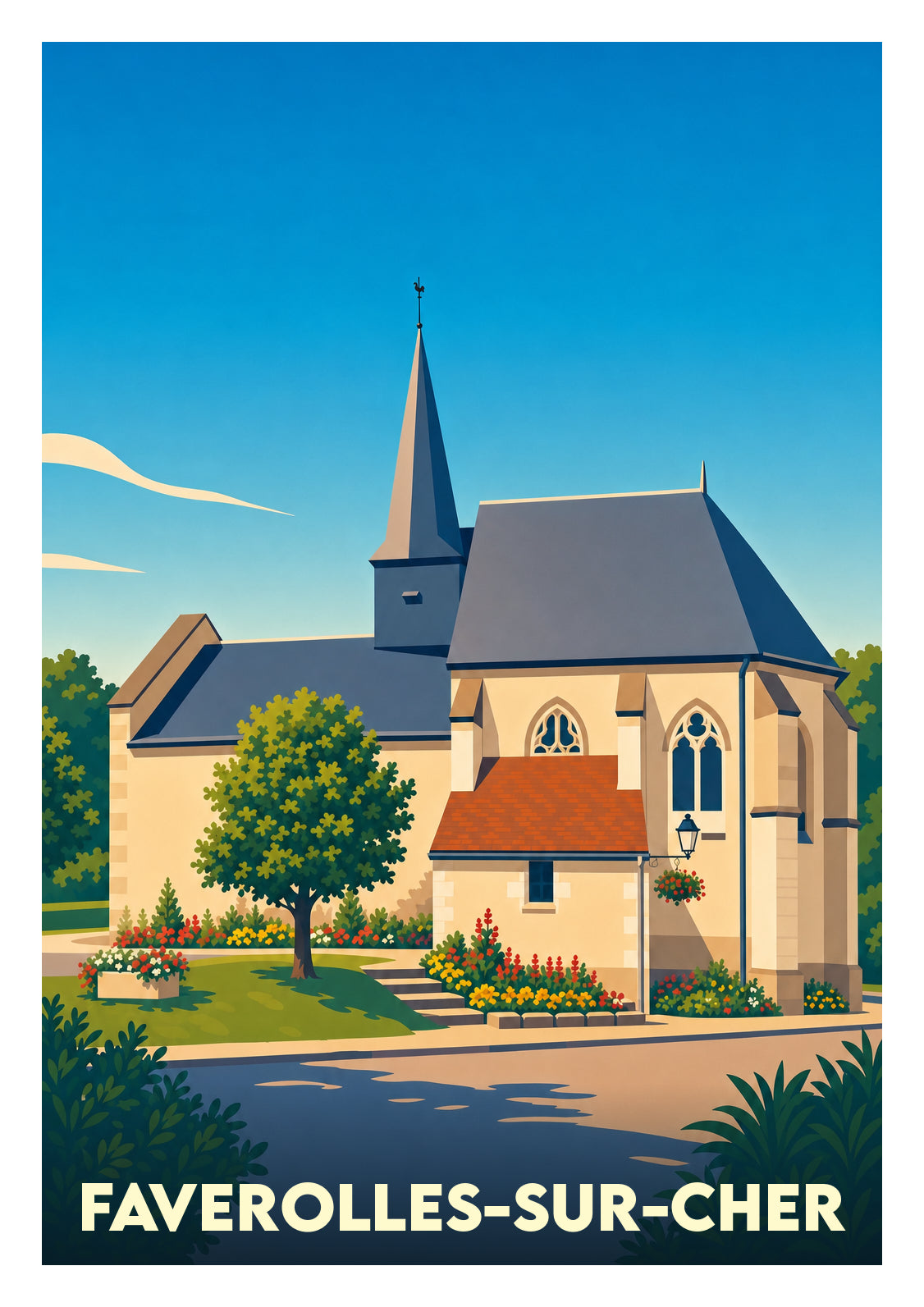 Affiche souvenir de Faverolles-sur-Cher – image brute sans cadre