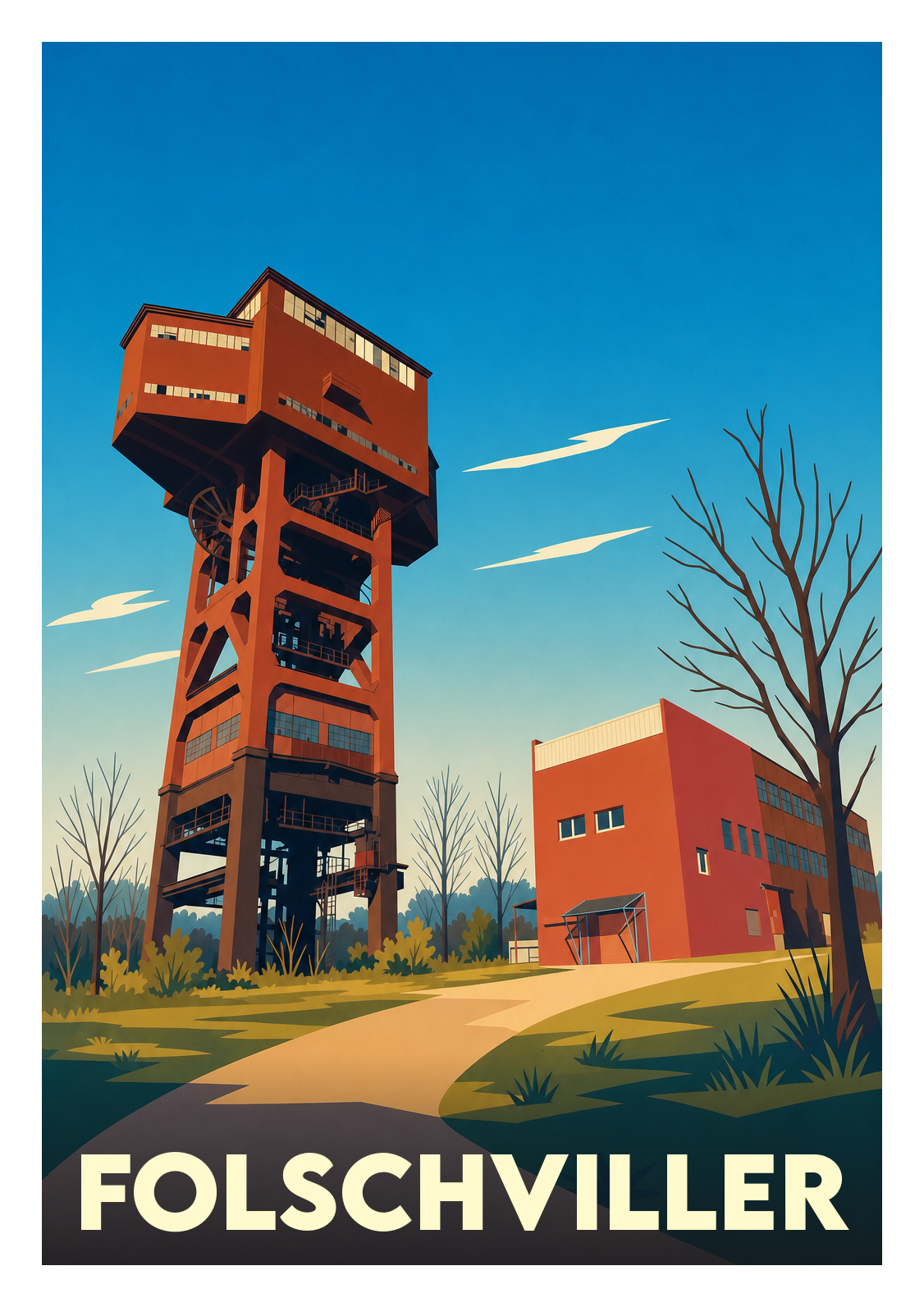 Affiche souvenir de Folschviller – image brute sans cadre