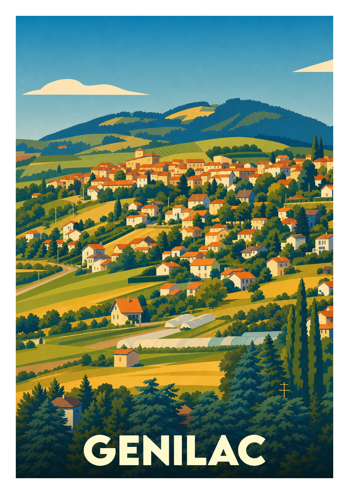 Affiche souvenir de Genilac – image brute sans cadre