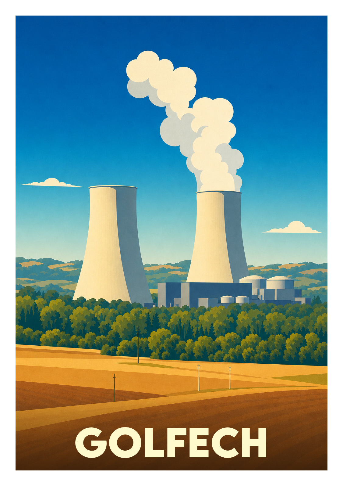 Affiche souvenir de Golfech – image brute sans cadre