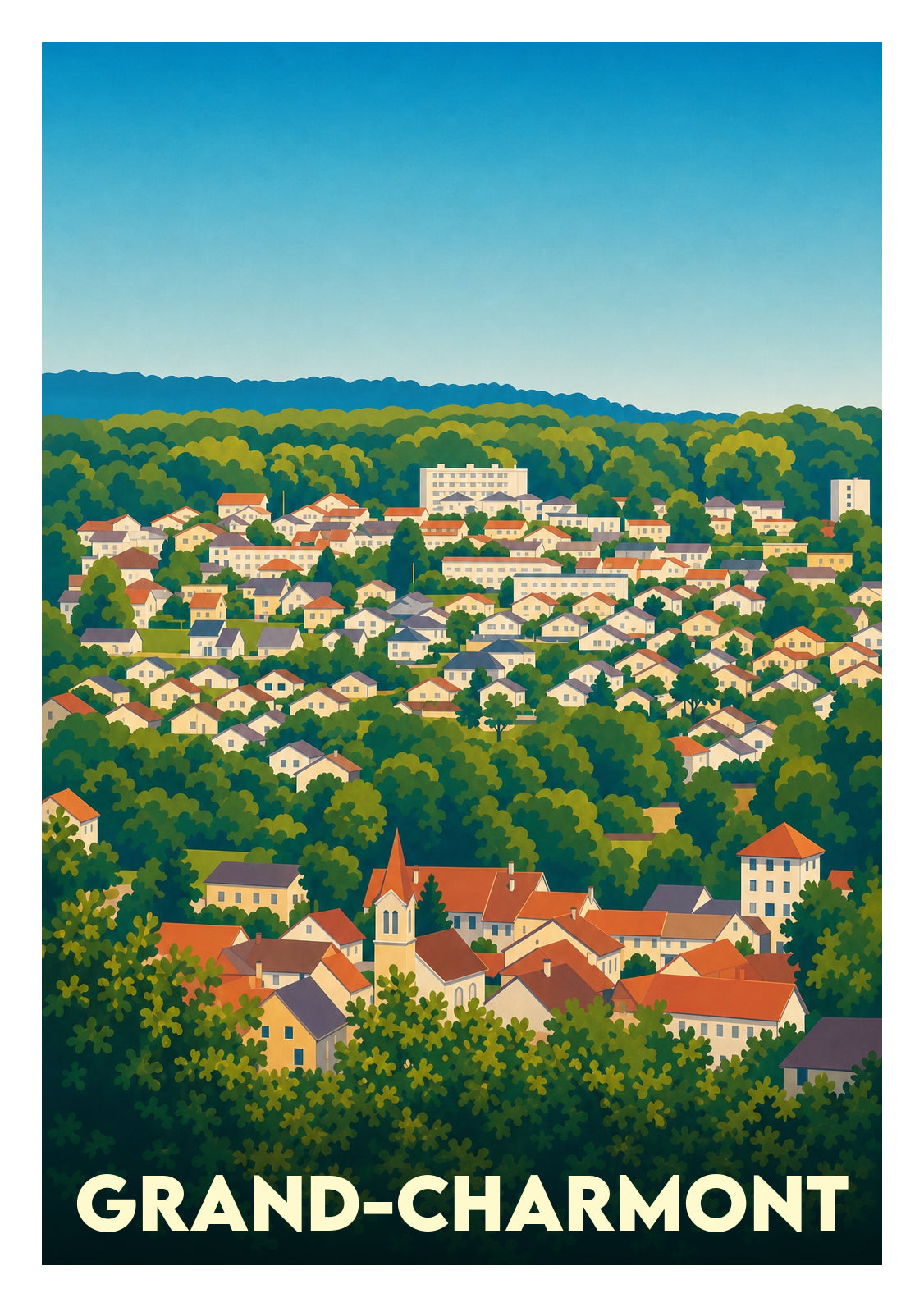 Affiche souvenir de Grand-Charmont – image brute sans cadre