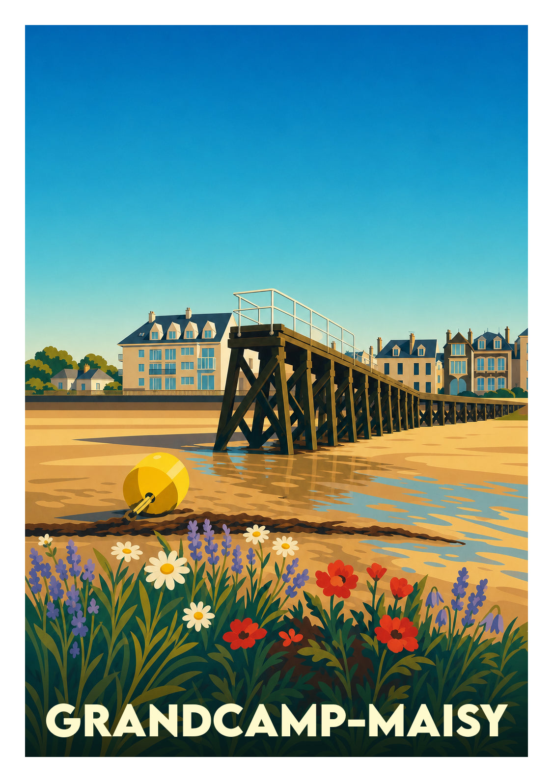 Affiche souvenir de Grandcamp-Maisy – image brute sans cadre