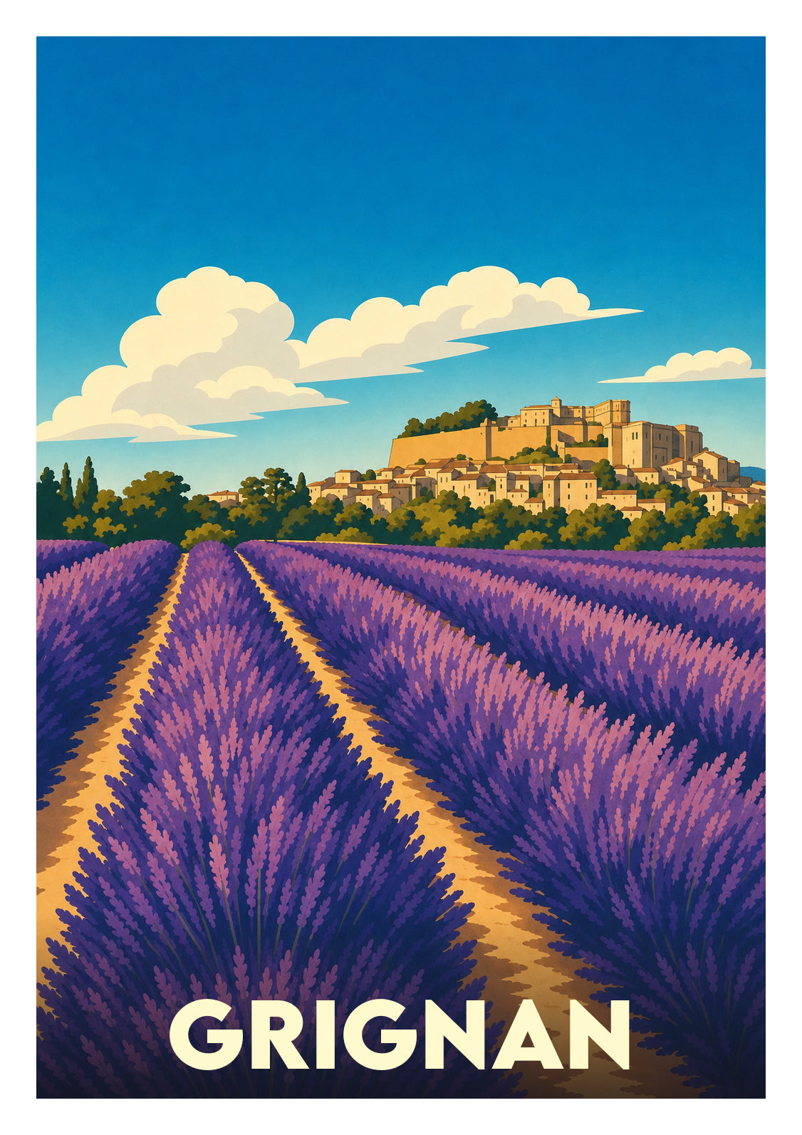 Affiche souvenir de Grignan – image brute sans cadre