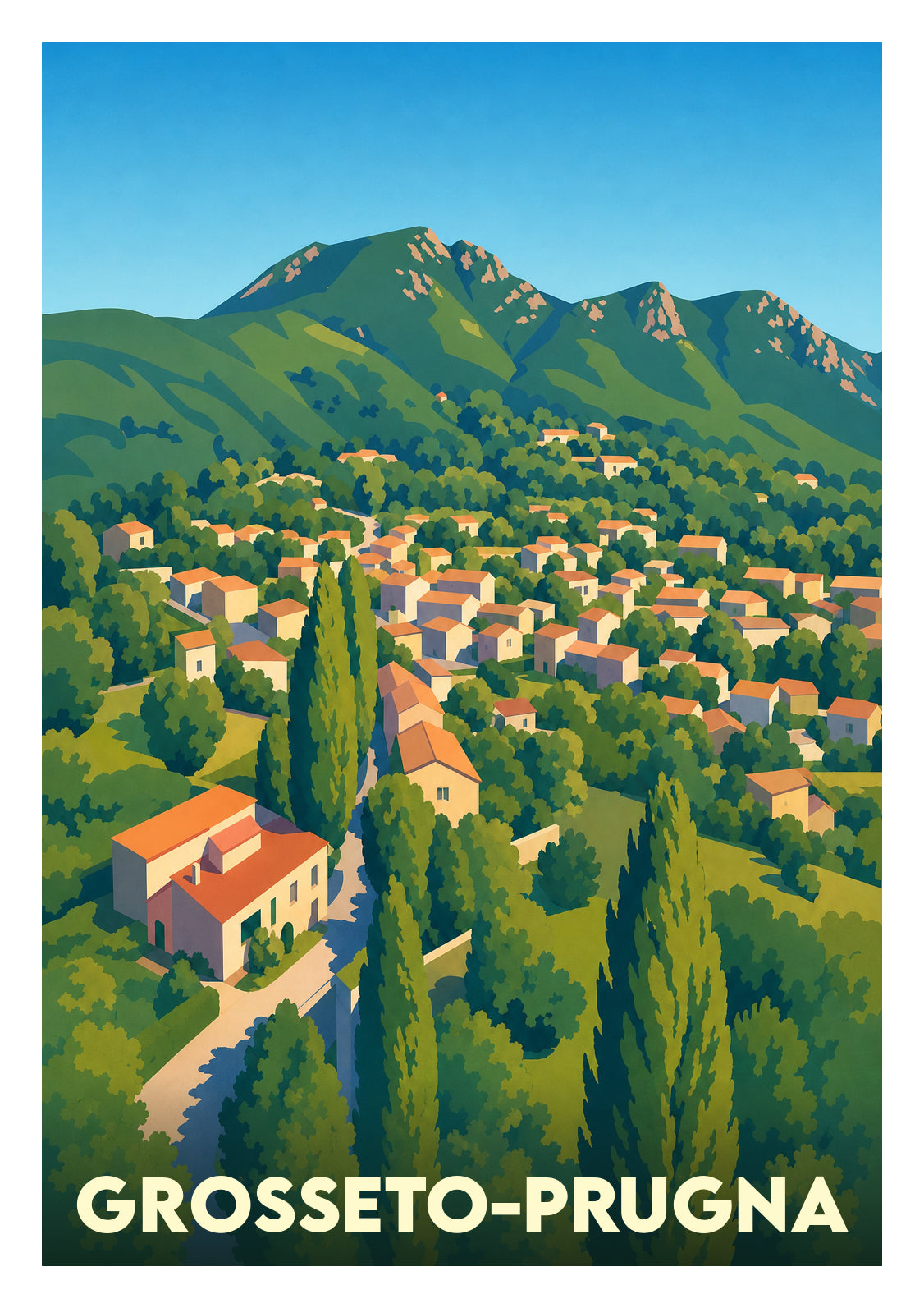 Affiche souvenir de Grosseto-Prugna – image brute sans cadre