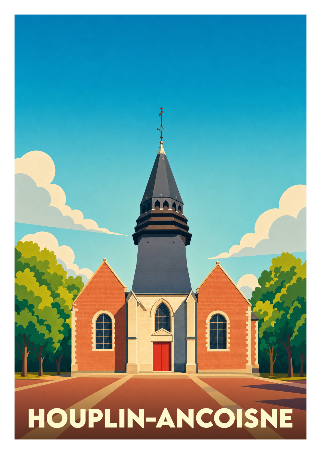 Affiche souvenir de Houplin-Ancoisne – image brute sans cadre