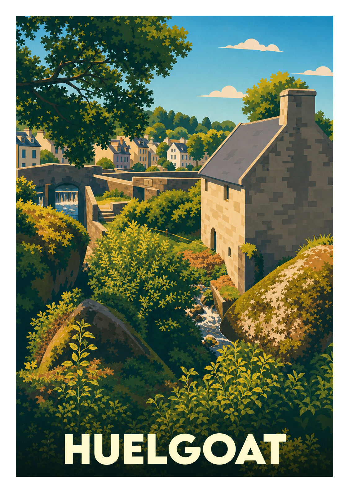 Affiche souvenir de Huelgoat – image brute sans cadre