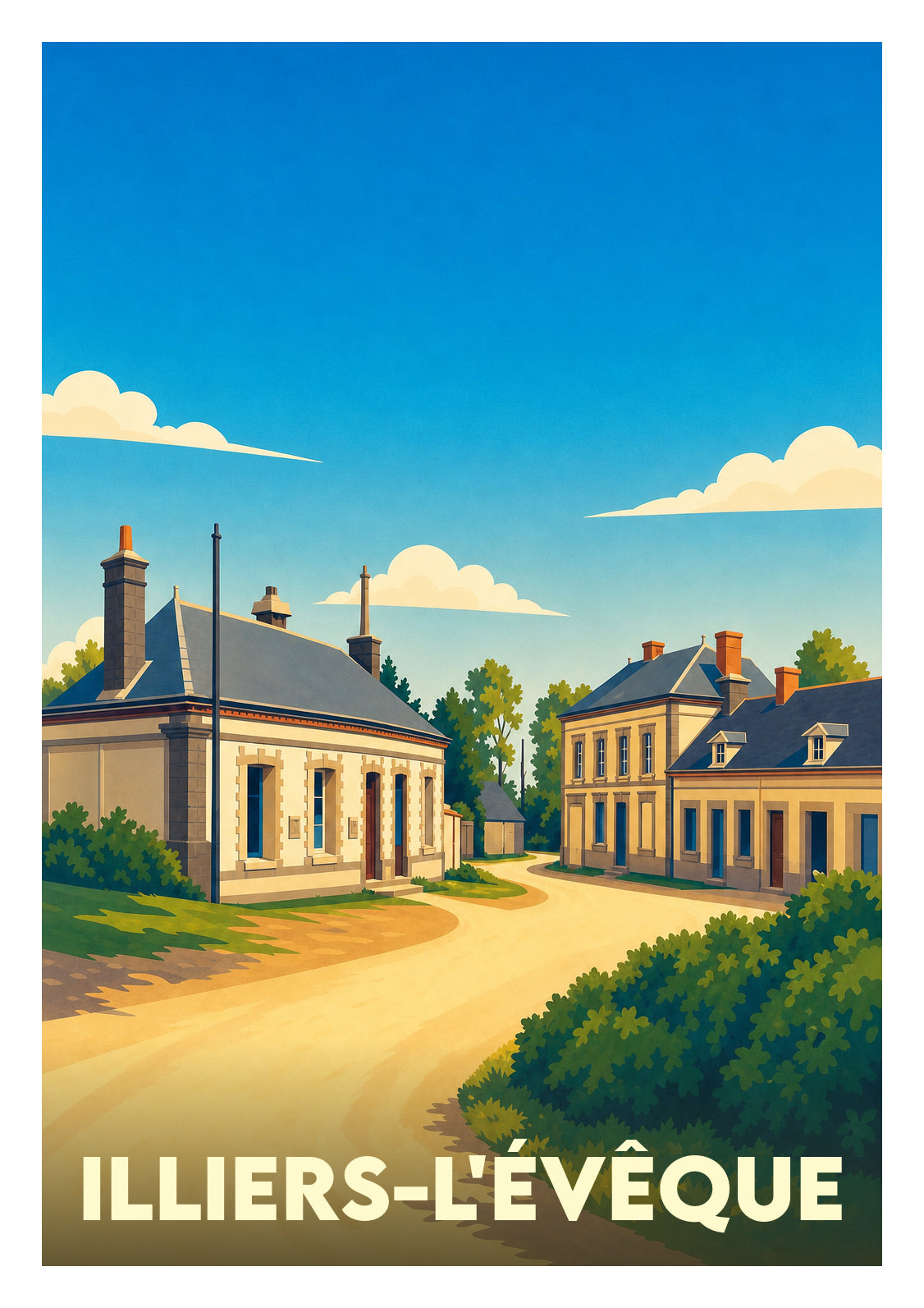 Affiche souvenir de Illiers-l'Évêque – image brute sans cadre