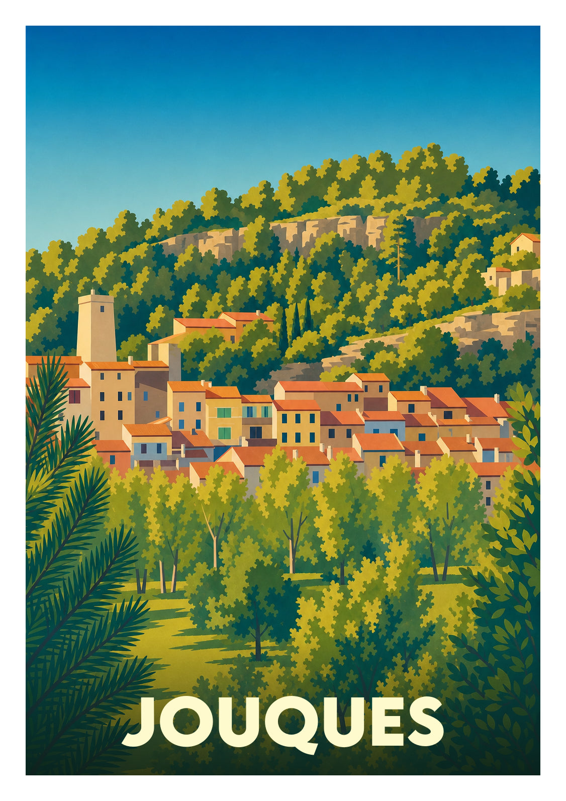 Affiche souvenir de Jouques – image brute sans cadre