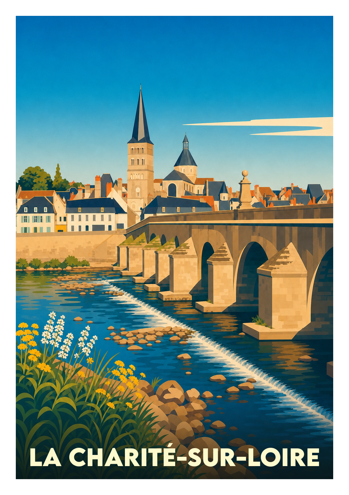 Affiche souvenir de La Charité-sur-Loire – image brute sans cadre