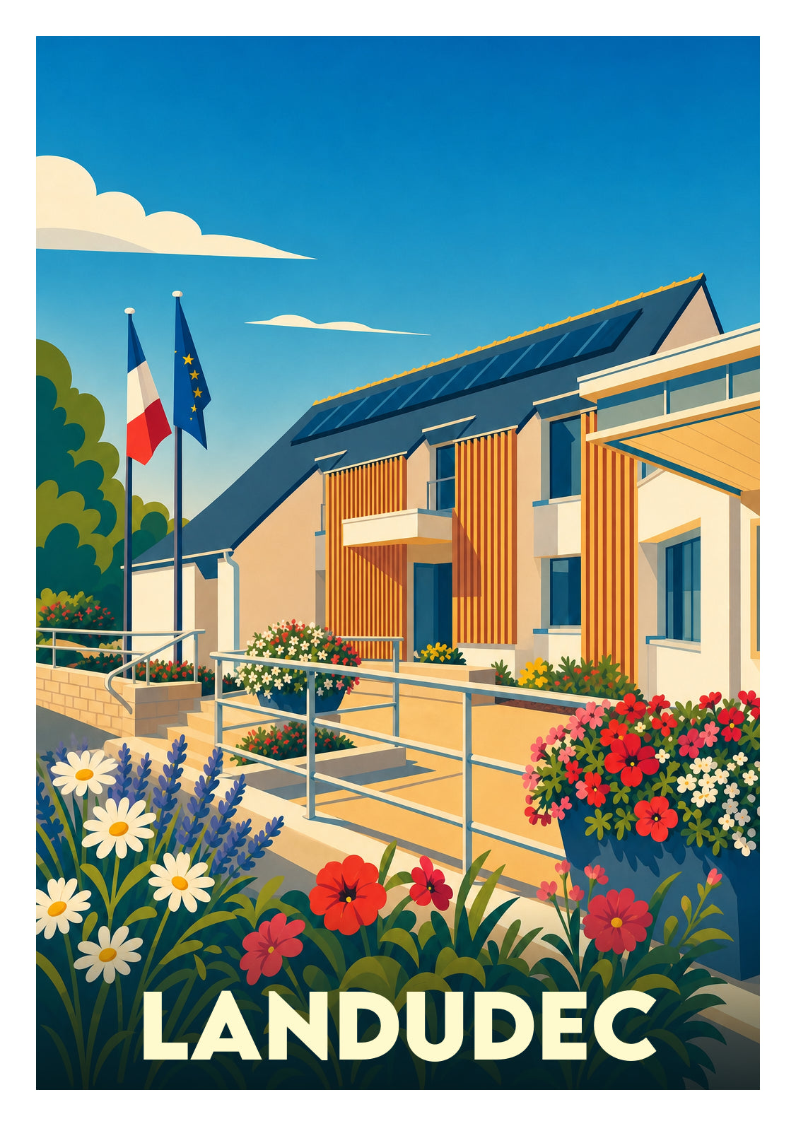 Affiche souvenir de Landudec – image brute sans cadre