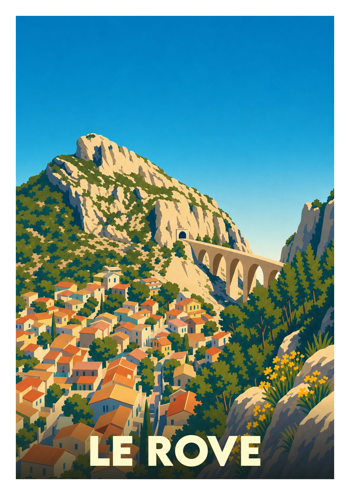 Affiche souvenir de Le Rove – image brute sans cadre