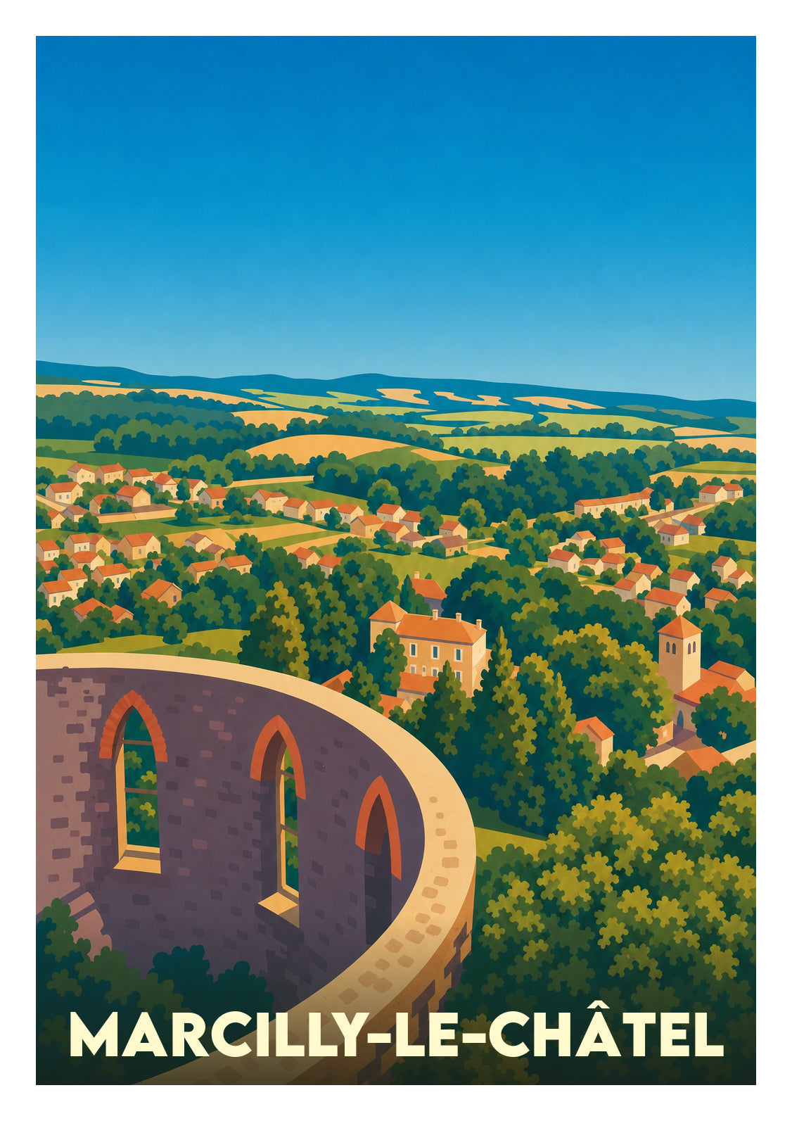 Affiche souvenir de Marcilly-le-Châtel – image brute sans cadre