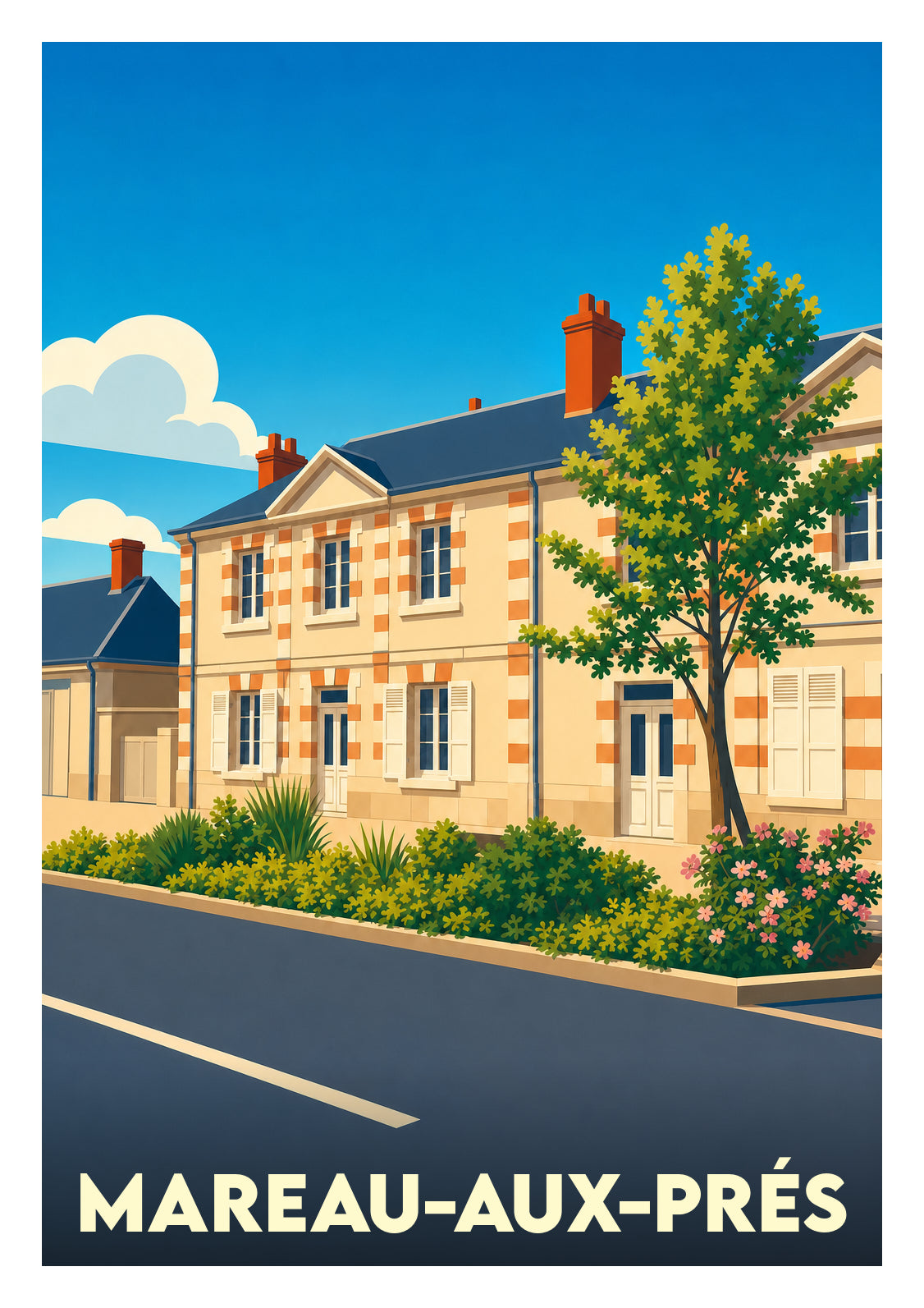 Affiche souvenir de Mareau-aux-Prés – image brute sans cadre
