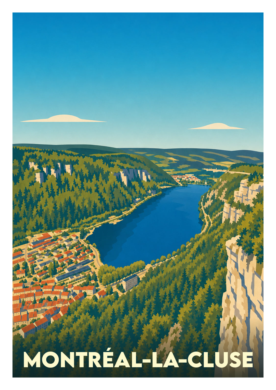 Affiche souvenir de Montréal-la-Cluse – image brute sans cadre