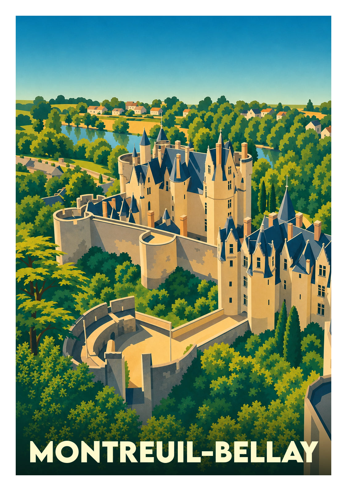 Affiche souvenir de Montreuil-Bellay – image brute sans cadre