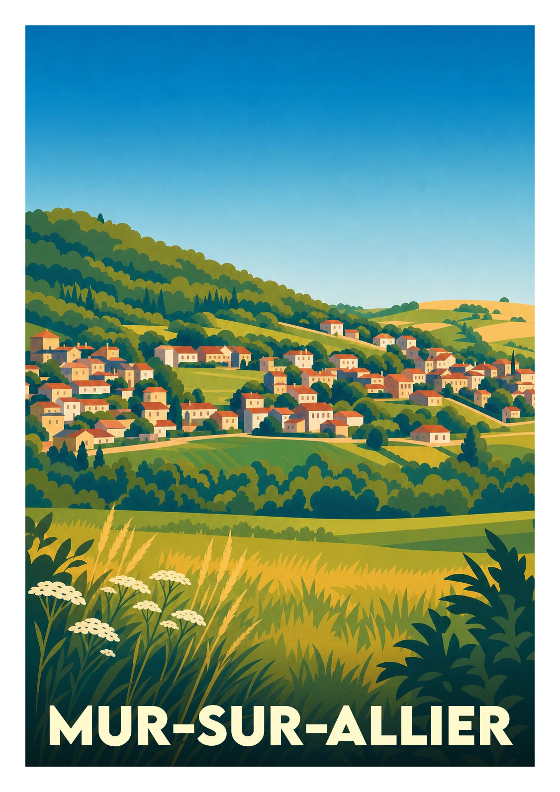 Affiche souvenir de Mur-sur-Allier – image brute sans cadre